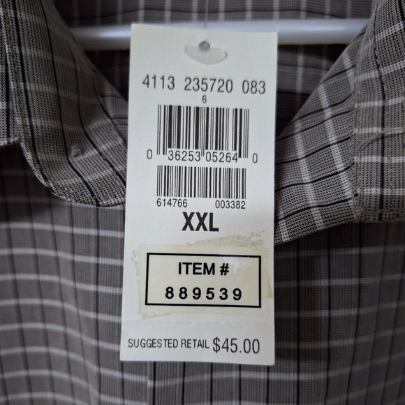 Haggar Mens Button Up Shirts Long Sleeve Checkered Plaid Gray Black White XXL - Picture 12 of 12